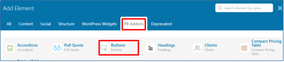 PB Buttons Element - landing page guide